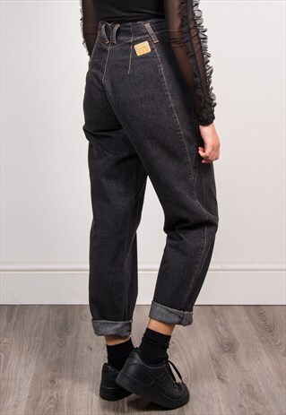 90'S VINTAGE BLACK MOM STYLE DENIM JEANS