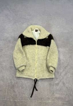 Vintage Knitted Jacket Patterned Zip Up Cardigan