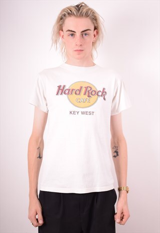 HARD ROCK CAFE MENS VINTAGE T-SHIRT TOP SMALL WHITE 90S