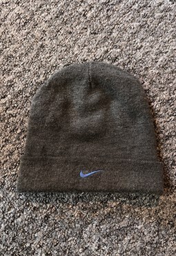 Vintage Nike Y2K grey embroidered beanie hat 