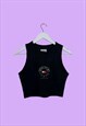 REWORKED TOMMY HILFIGER BLACK SPELL OUT CROP TOP