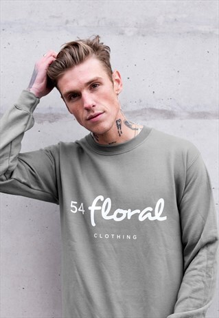 LARGE GRAPHIC JUMPER SWEATER - SILVER GREY
