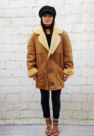 VINTAGE BEIGE SHEEPSKIN / SHEARLING/SUEDE COAT