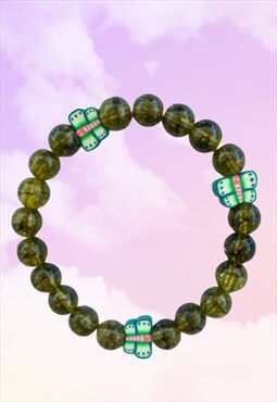 Butterflies - Green Peridot Olivine Beaded Gemstone Bracelet