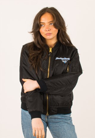 VINTAGE 90S REVERSIBLE HARLEY DAVIDSON BOMBER JACKET 8 10