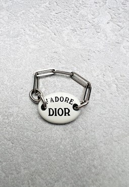 Christian Dior Ring Authentic Jadore Logo Chain Silver K 1/2