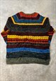 VINTAGE ABSTRACT KNITTED JUMPER FUNKY PATTERNED SWEATER