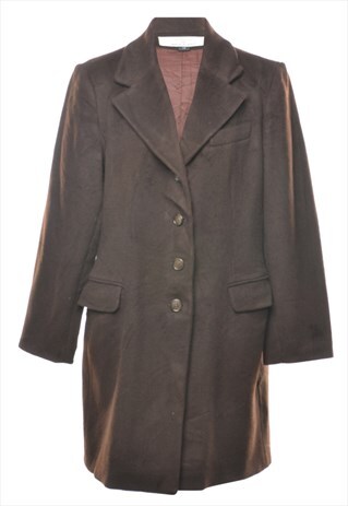 BEYOND RETRO VINTAGE ANNE KLEIN DARK BROWN WOOL COAT - L