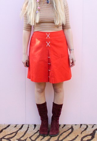 VINTAGE 60'S RED LACE A LINE SKIRT