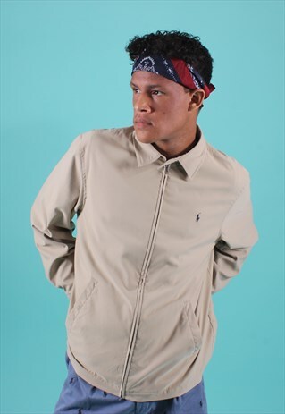 POLO RALPH LAUREN BEIGE EMBROIDERED HARRINGTON JACKET