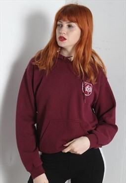Vintage 90s College Hoodie Maroon