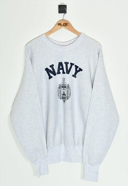 Vintage Navy Sweatshirt Grey Large