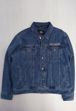 90's Vintage Denim Jacket Motorcycles Blue