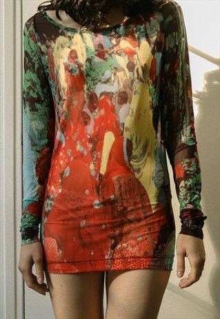 RARE MOSCHINO INDIA MESH TOP