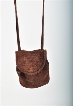 Vintage 90s suede leather bag in brown
