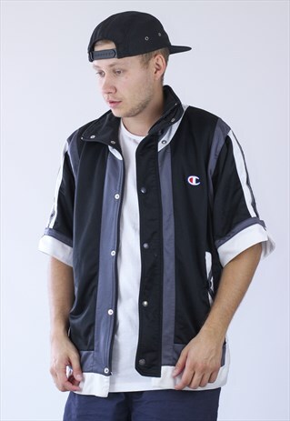VINTAGE MENS CHAMPION SHORT SLEEVE TRACK TOP JACKET