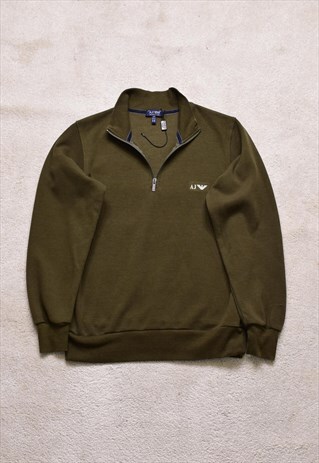 ARMANI JEANS KHAKI 1/4 ZIP SWEATER