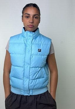 Baby Blue 00s NIKE Embroidered Swoosh Puffer Jacket Gilet 
