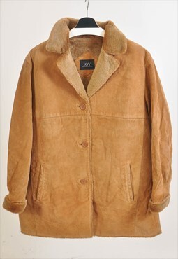 Vintage 90s suede leather faux fur coat