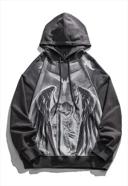 Fantasy print hoodie Disney heaven pullover in grey