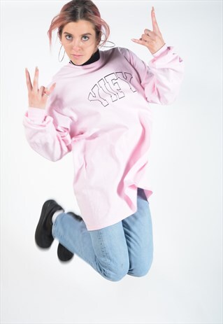 LONG SLEEVED T-SHIRT IN PINK WITH STENCIL LOGO