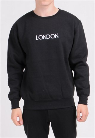 BLACK LONDON SWEATSHIRT - EMBROIDERED
