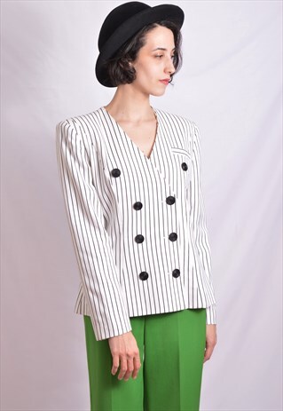 90S WHITE BLAZER WITH STRIPES