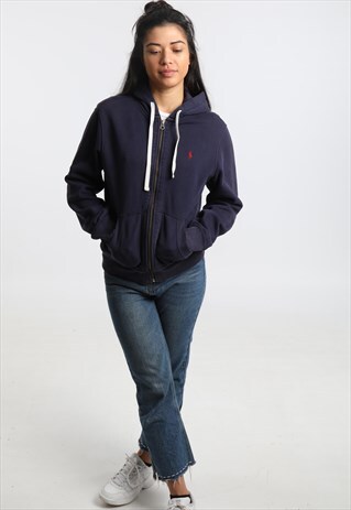 90S POLO RALPH LAUREN EMBROIDERED LOGO ZIPPED HOODIE