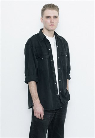 BLACK WASHED DENIM SHIRT