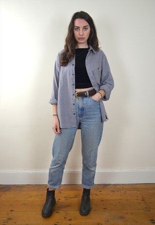 90S VINTAGE TCM LIGHT GREY ONE POCKET FLANNEL SHIRT