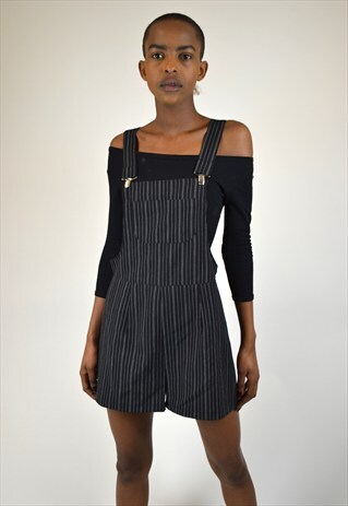 VINTAGE 90'S PIN-STRIPED DUNGAREE SHORTS