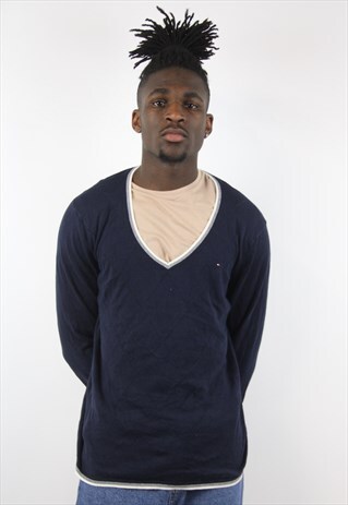 VINTAGE TOMMY HILFIGER LIGHT NAVY JUMPER
