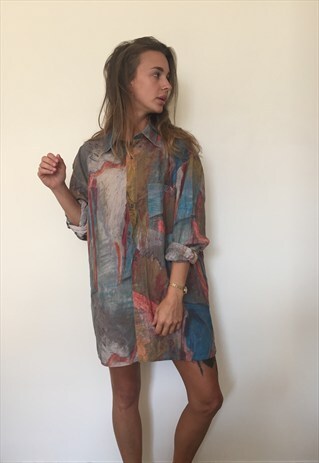 CRAZY PATTERNED VINTAGE RETRO FESTIVAL OVERSIZED SHIRT