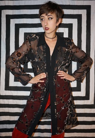 VINTAGE 90'S TIE FRONT KIMONO / ROBE SHIRT