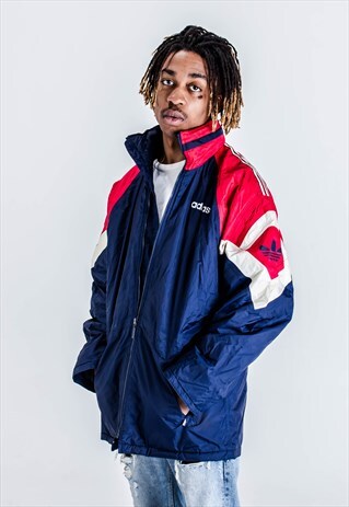 VINTAGE 90S ADIDAS COAT IN BLUE AND RED