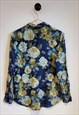 RETRO Y2K FLORAL ROSE PRINT LONG SLEEVE SHIRT SIZE 6-8