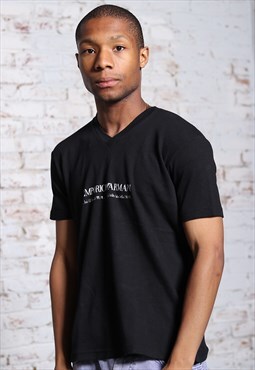 Vintage Armani Big Print Logo T-Shirt Black