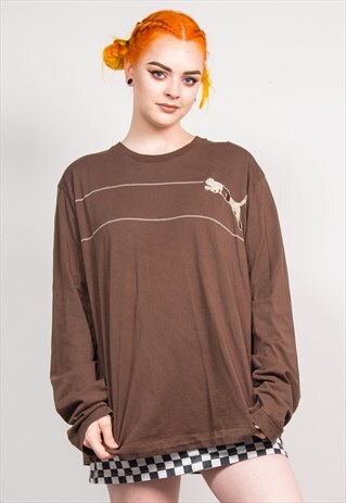 90'S VINTAGE BROWN PUMA OVERSIZE LONG SLEEVE T-SHIRT