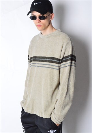 VINTAGE 90S BEIGE STRIPED JUMPER