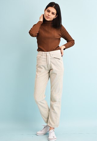 90'S RETRO CORDUROY REGULAR WAIST NEUTRAL TROUSERS