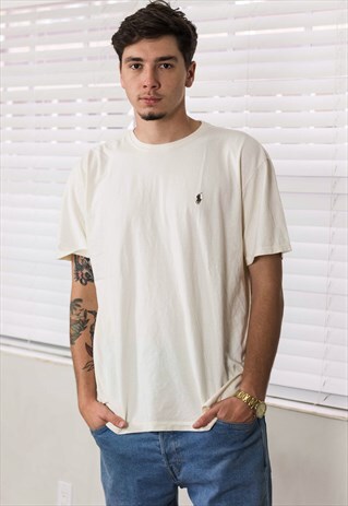 VINTAGE POLO RALPH LAUREN T-SHIRT LOGO 90S L 6.8