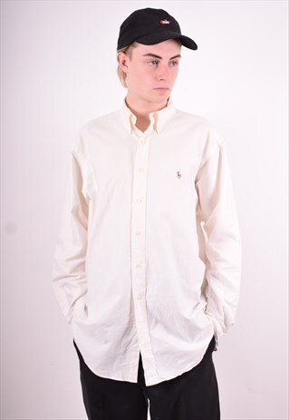 RALPH LAUREN MENS VINTAGE SHIRT LARGE WHITE 90'S