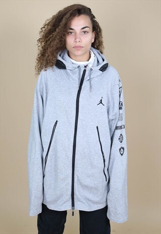 GREY NIKE JORDAN GREY ZIP UP HOODIE