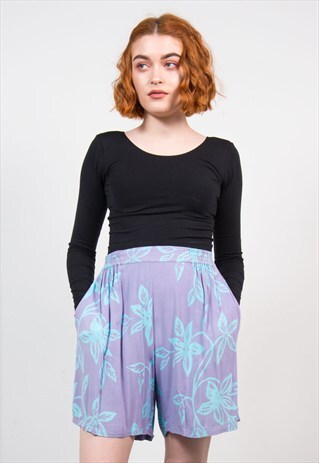 VINTAGE 90'S PURPLE CRAZY WIDE LEG SHORTS CULOTTES