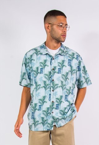 90'S VINTAGE LEAF PRINT HAWAIIAN SHIRT