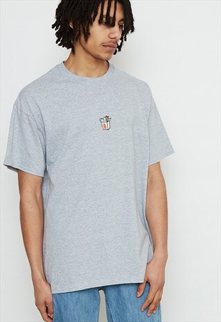 TAKE AWAY EMBROIDERED GREY TEE