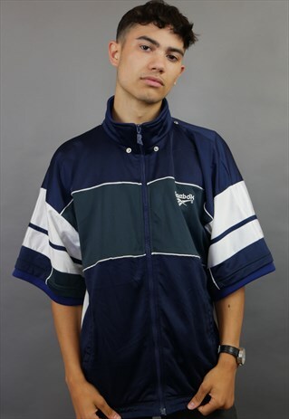 90'S NAVY BLUE REEBOK SHORT SLEEVED JACKET