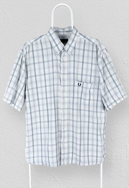 Vintage Fred Perry Check Shirt White Short Sleeve Mens XL