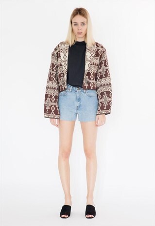 90S VINTAGE GEOMETRIC BROWN JACKET