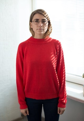 VINTAGE 90'S RED MINIMALIST JUMPER